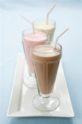 picture of milk shakes which are an excellent source of extra calcium and calories for those seniors who need to gain weight.